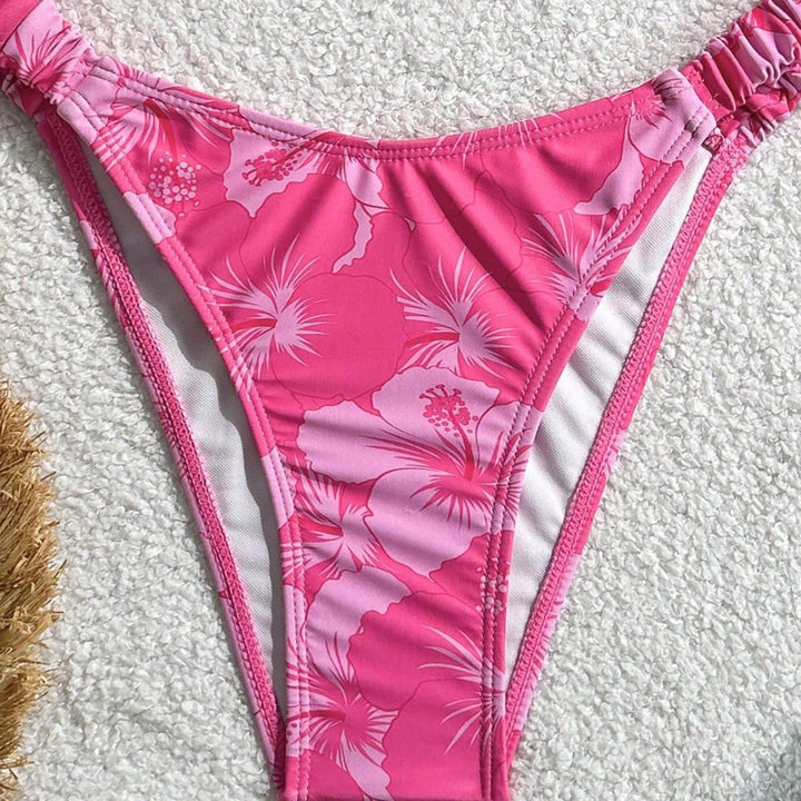Damen Triangel-Bikini mit verstellbaren Bändern und buntem Blumenmuster Echo Archiv