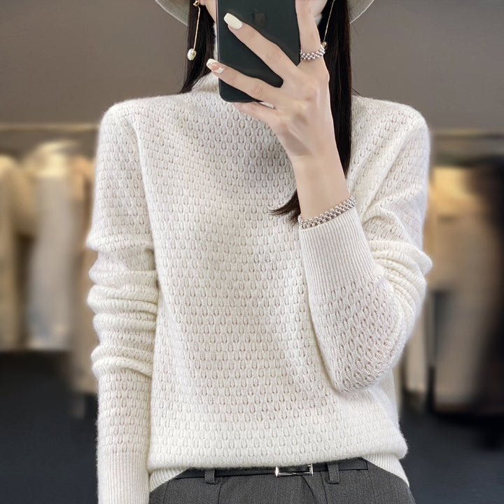 Damen Weicher Feinstrick‑Mockneckpullover mit flauschiger Mohair‑Optik, zarter Wabenstruktur und legerer Oversize‑Passform Echoarchiv