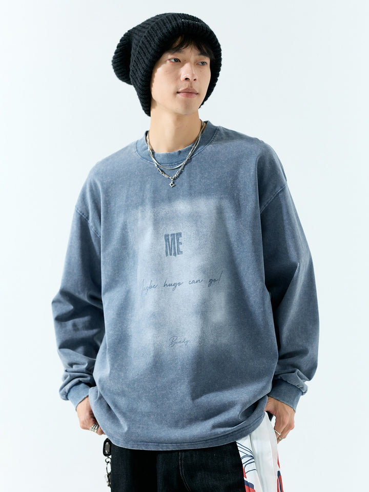 Herren Oversize Vintage-Sweatshirt mit Pigmentfärbung Echoarchiv