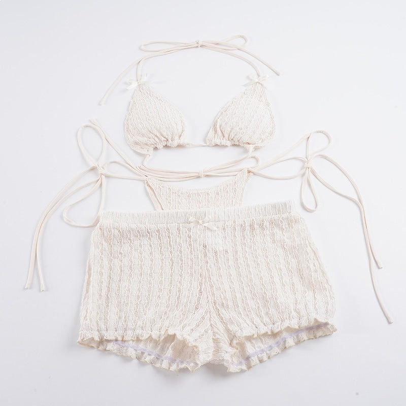 Damen Triangel-Bikini-Set mit verstellbaren Trägern und Rüschendetails Echo Archiv