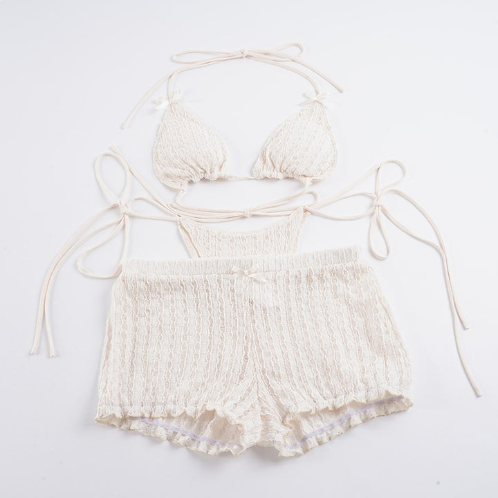 Damen Triangel-Bikini-Set mit verstellbaren Trägern und Rüschendetails Echo Archiv