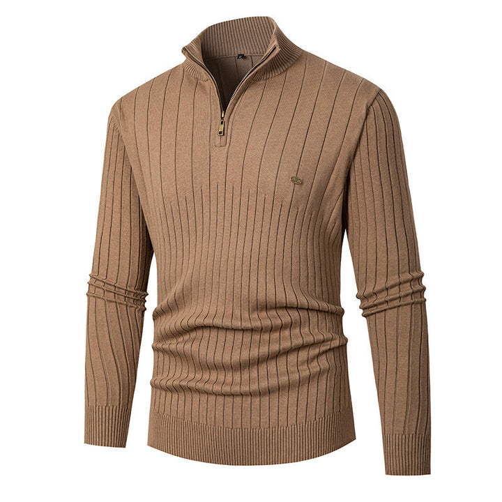Herren modischer Pullover mit Reißverschluss und feinem Rippdesign Echoarchiv