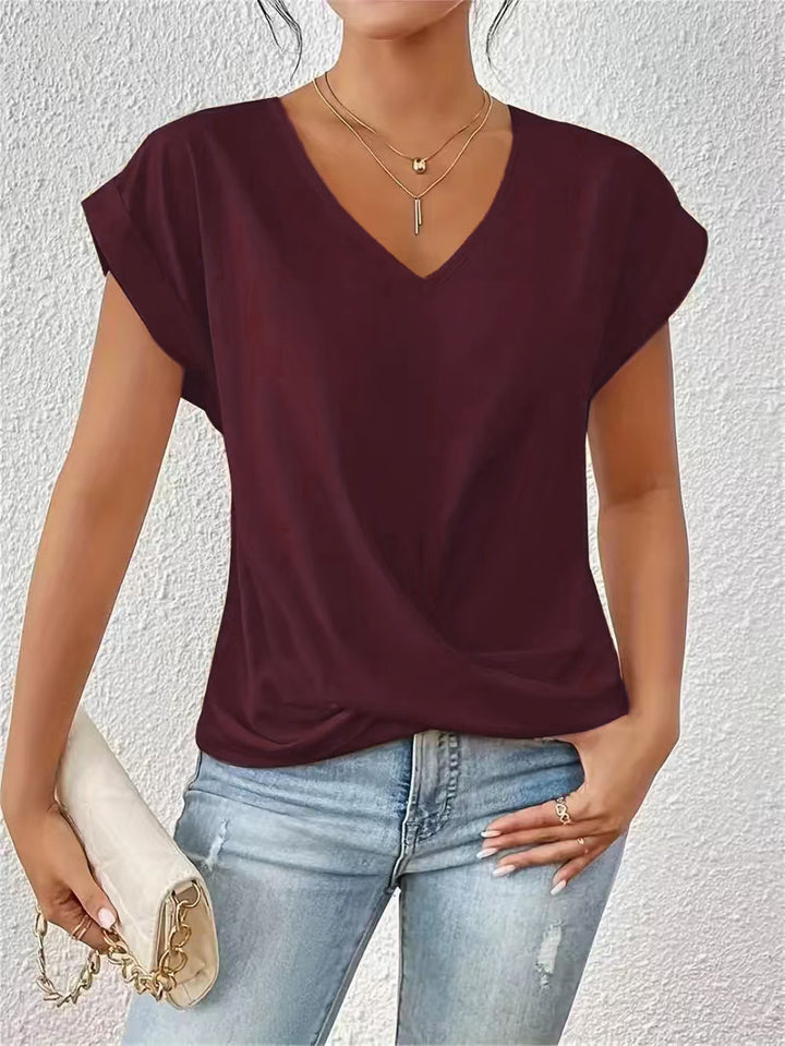 Damen elegante V-Ausschnitt Bluse mit lässiger Drapierung Echo Archiv