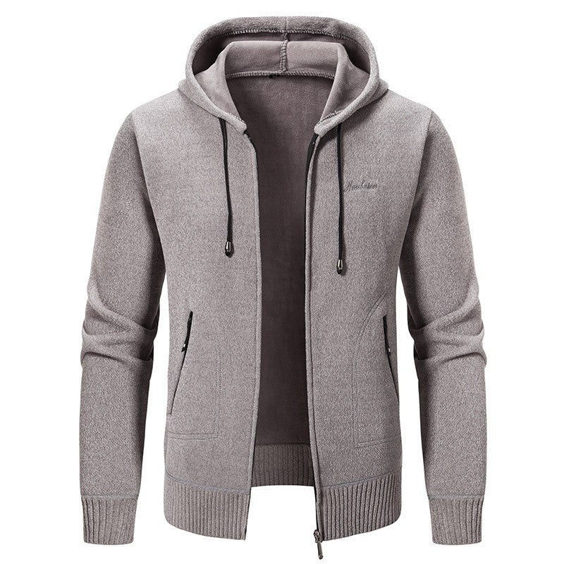 Herren nan warme Strickoptik-Zipjacke mit Teddyfutter, Kapuze und verdeckten Reißverschlusstaschen Echo Archiv