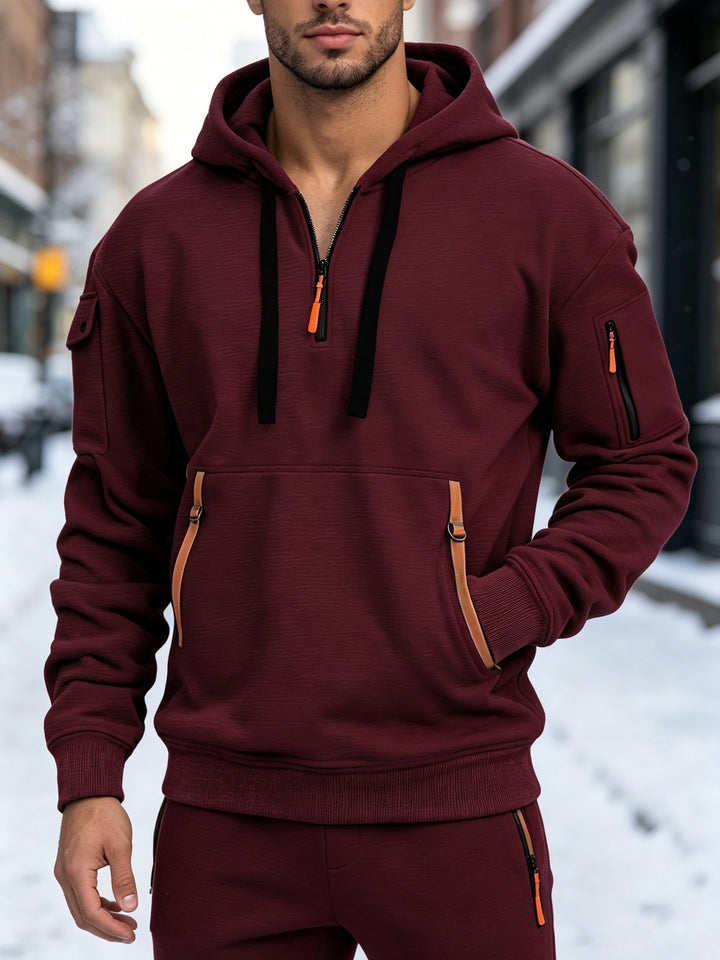 Herren Sportliche Kapuzenjacke mit seitlichen Reißverschlusstaschen – Cavarno