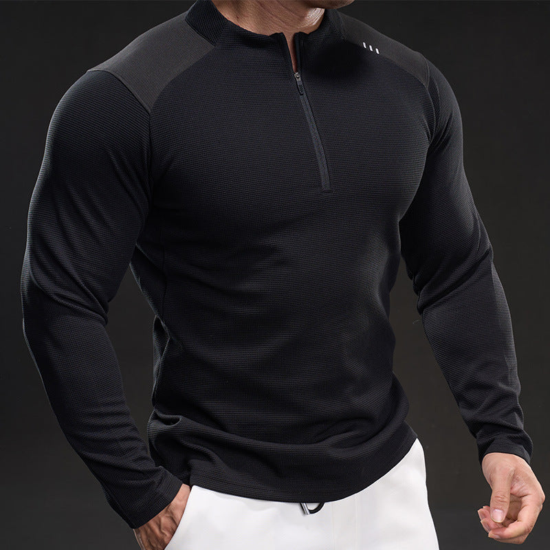 Herren Atmungsaktives Funktions-Langarmshirt mit kurzem Reißverschluss und Slim‑Fit – Marzano