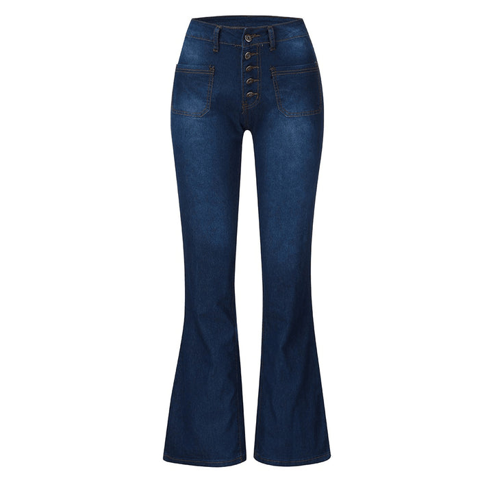 Damen nan High-Waist Schlaghose mit sichtbarer Knopfleiste und aufgesetzten Fronttaschen Echo Archiv