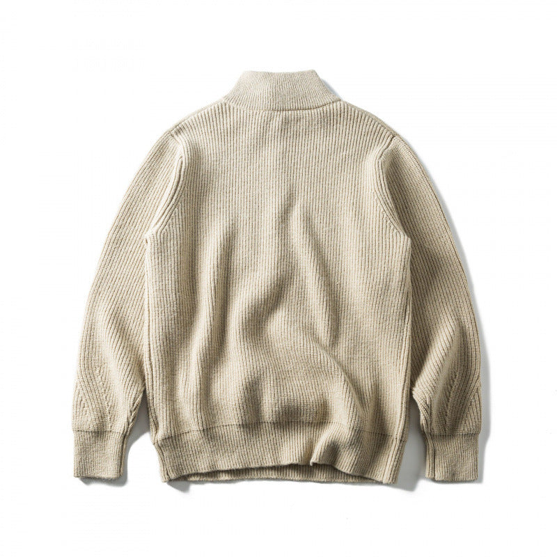 Unisex Grobgestrickter Halbzip‑Pullover mit Troyerkragen und Brusttasche Echo Archiv
