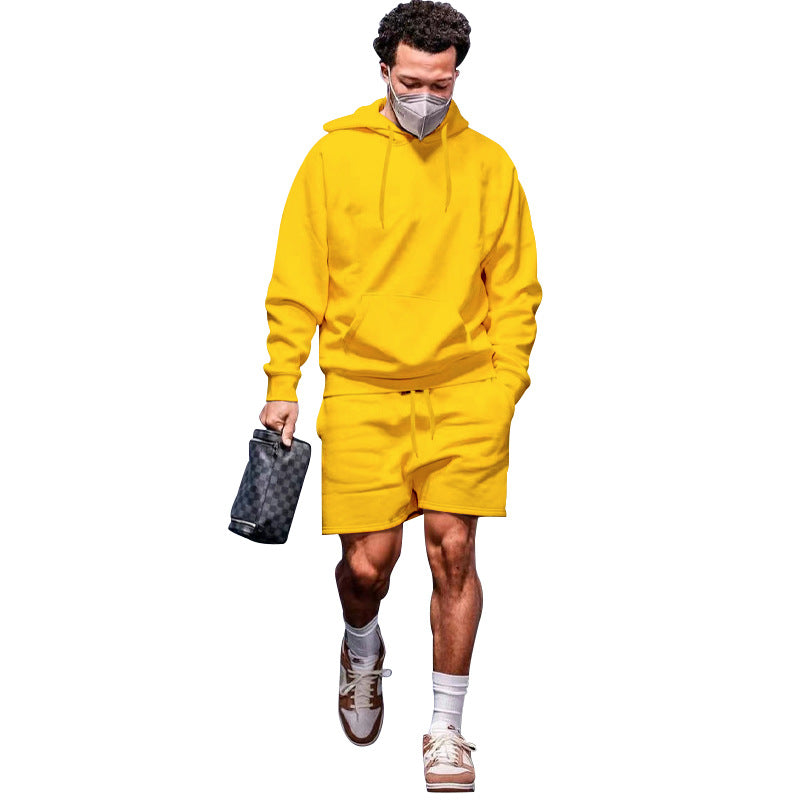 Herren lässiges Hoodie- und Shorts-Set aus atmungsaktivem Material mit praktischen Taschen Echoarchiv