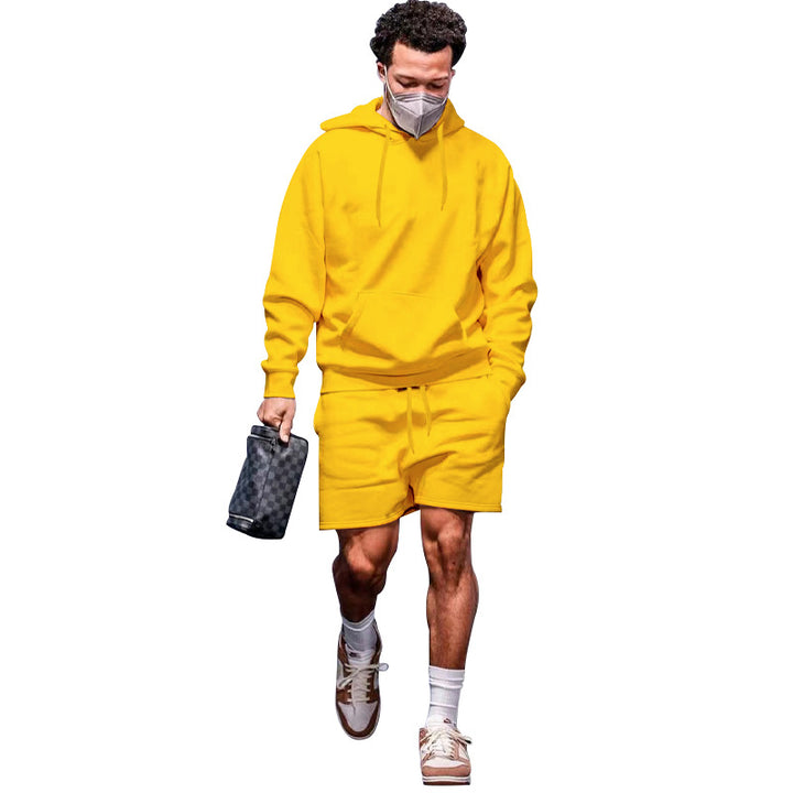 Herren lässiges Hoodie- und Shorts-Set aus atmungsaktivem Material mit praktischen Taschen Echoarchiv