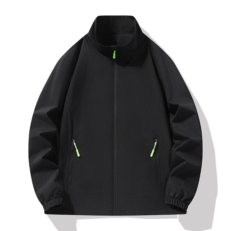 Herren Minimalistische Softshell-Outdoorjacke mit Stehkragen, wind- und wasserabweisender Membran und fluoreszierenden Zipper-Pulls Echo Archiv