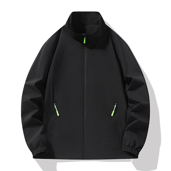 Herren Minimalistische Softshell-Outdoorjacke mit Stehkragen, wind- und wasserabweisender Membran und fluoreszierenden Zipper-Pulls Echo Archiv