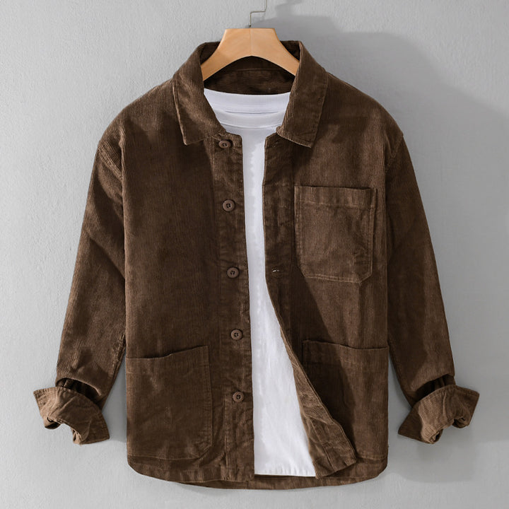 Herren Cord-Überhemdjacke mit aufgesetzten Taschen und legerem Schnitt Echoarchiv
