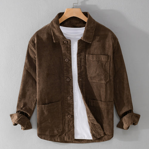 Herren Cord-Überhemdjacke mit aufgesetzten Taschen und legerem Schnitt Echoarchiv