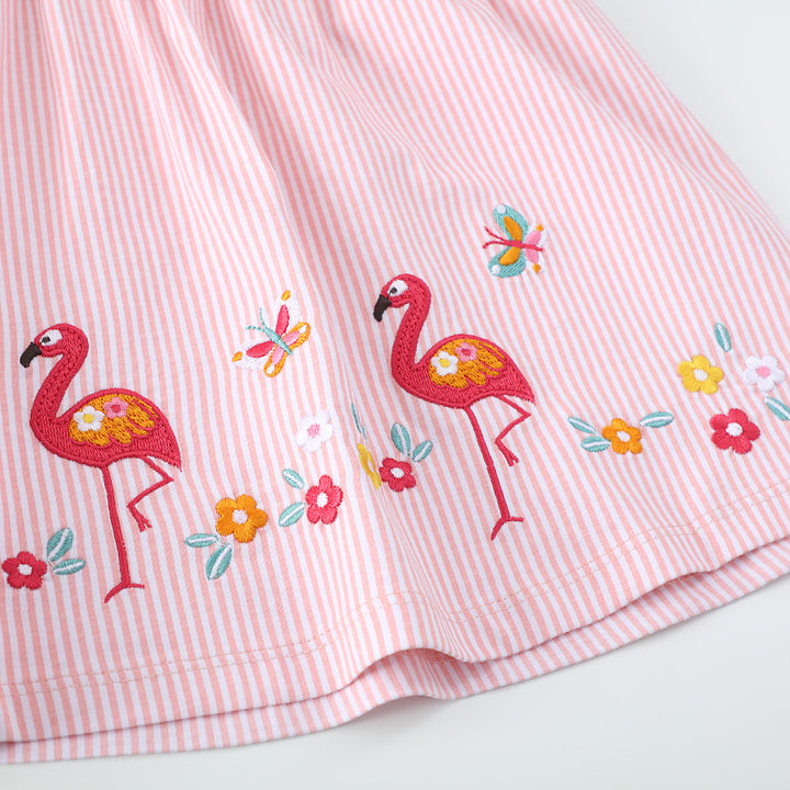 Mädchen Sommerkleid mit floralem Design und verspielten Flamingo-Applikationen Echo Archiv