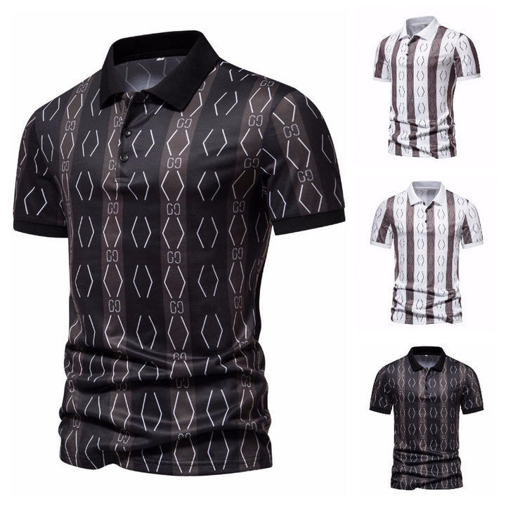 Herren Poloshirt mit einzigartigem grafischen Muster und modernem Kragen Echoarchiv