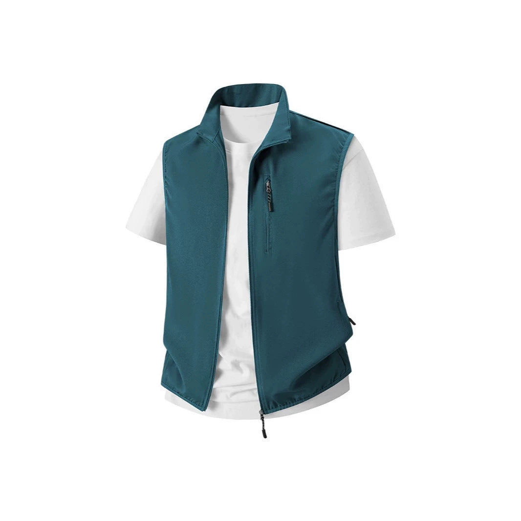 Herren Leichte Softshell-Utility-Weste mit Stehkragen, wasserabweisender Außenlage und Reißverschlusstaschen Echoarchiv