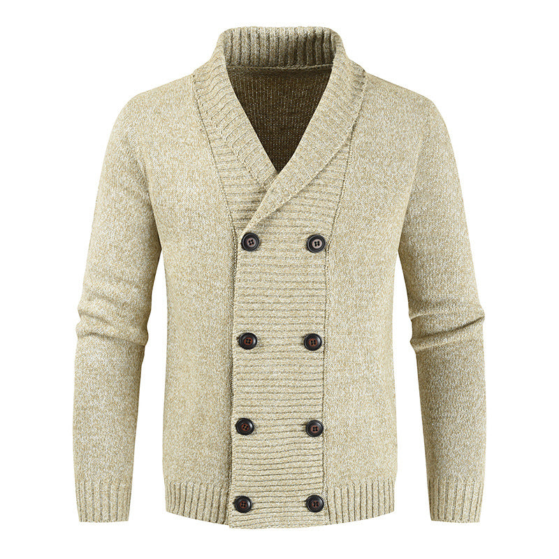 Herren nan doppelreihige Strickcardigan mit Schalkragen, strukturierter Maschenoptik und gerippten Bündchen Echo Archiv