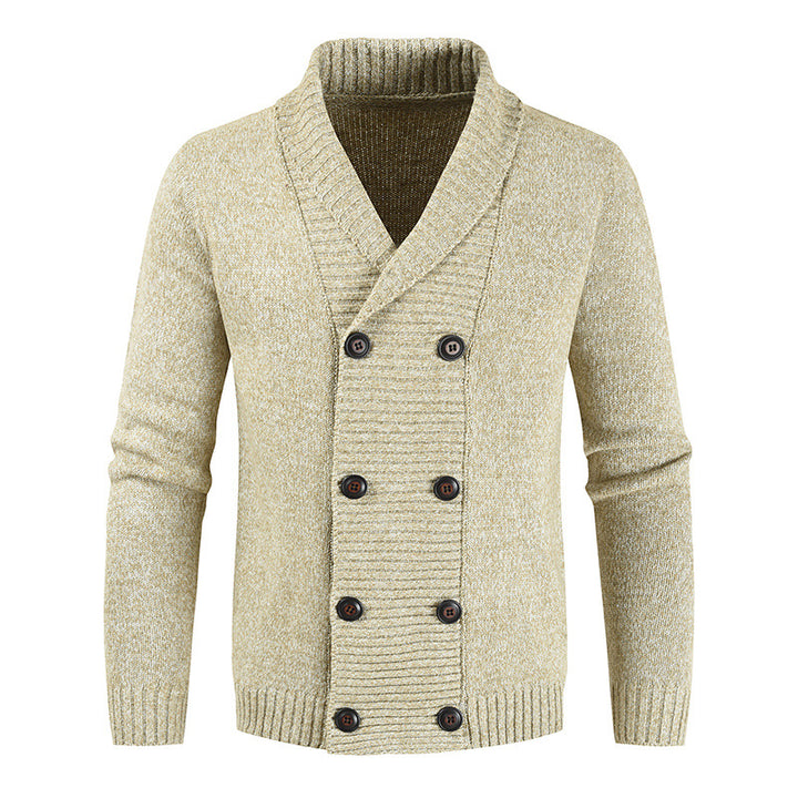 Herren nan doppelreihige Strickcardigan mit Schalkragen, strukturierter Maschenoptik und gerippten Bündchen Echo Archiv