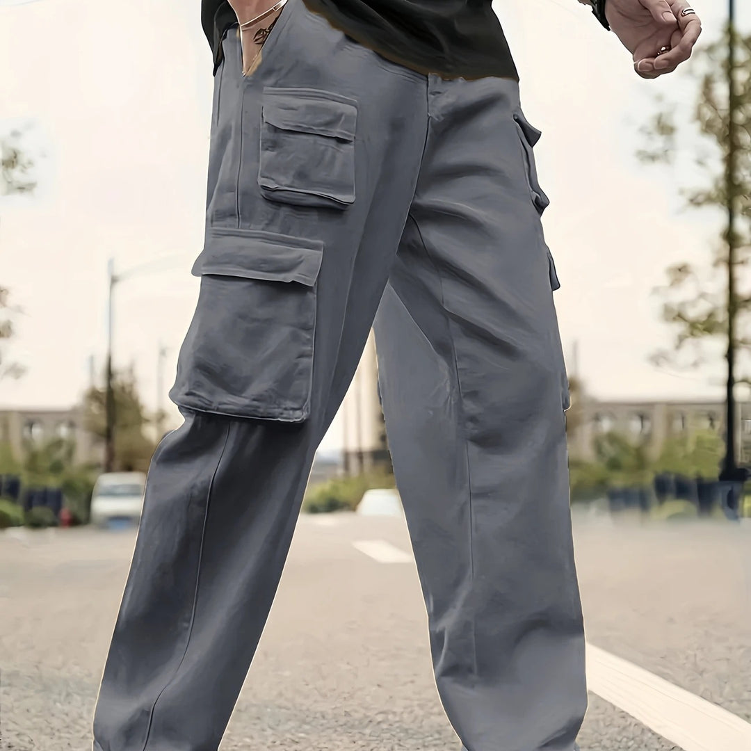 Herren Multifunktionale Cargo-Hose mit mehreren Klapptaschen und geradem Bein Echo Archiv