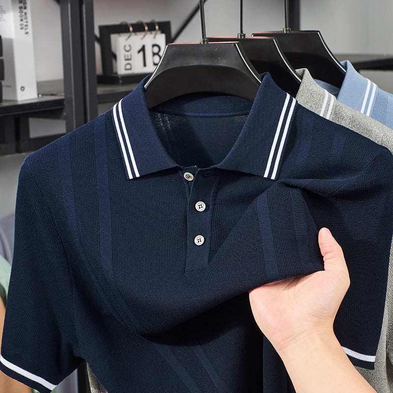 Herren Polohemd mit strukturiertem Design und atmungsaktiven Eigenschaften Echoarchiv