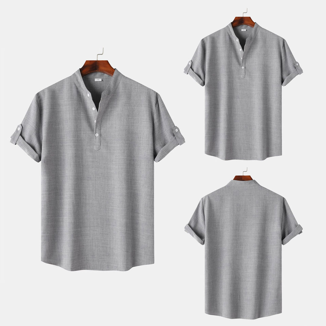 Herren Kurzarmhemd mit innovativem Henley-Ausschnitt und lässigem Look Echoarchiv