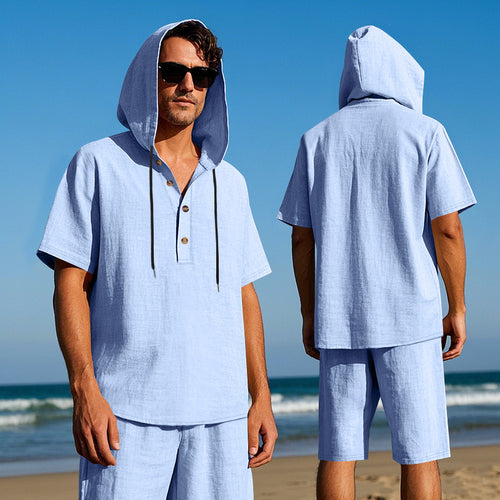 Herren lässiges Kapuzenhemd und Shorts Set Echoarchiv