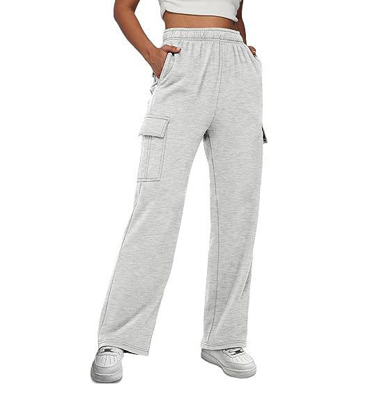 Damen nan lässige Cargo-Freizeithose mit weitem Bein elastischem Bund und aufgesetzten Taschen Echo Archiv