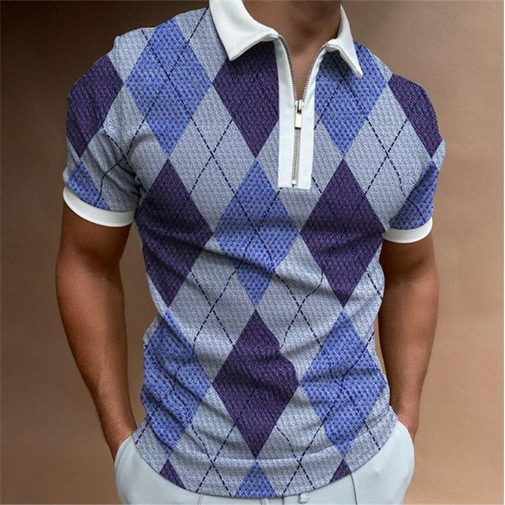 Herren Kurzarm Poloshirt mit maritimem Motiv und sportlichem Reißverschluss Echoarchiv