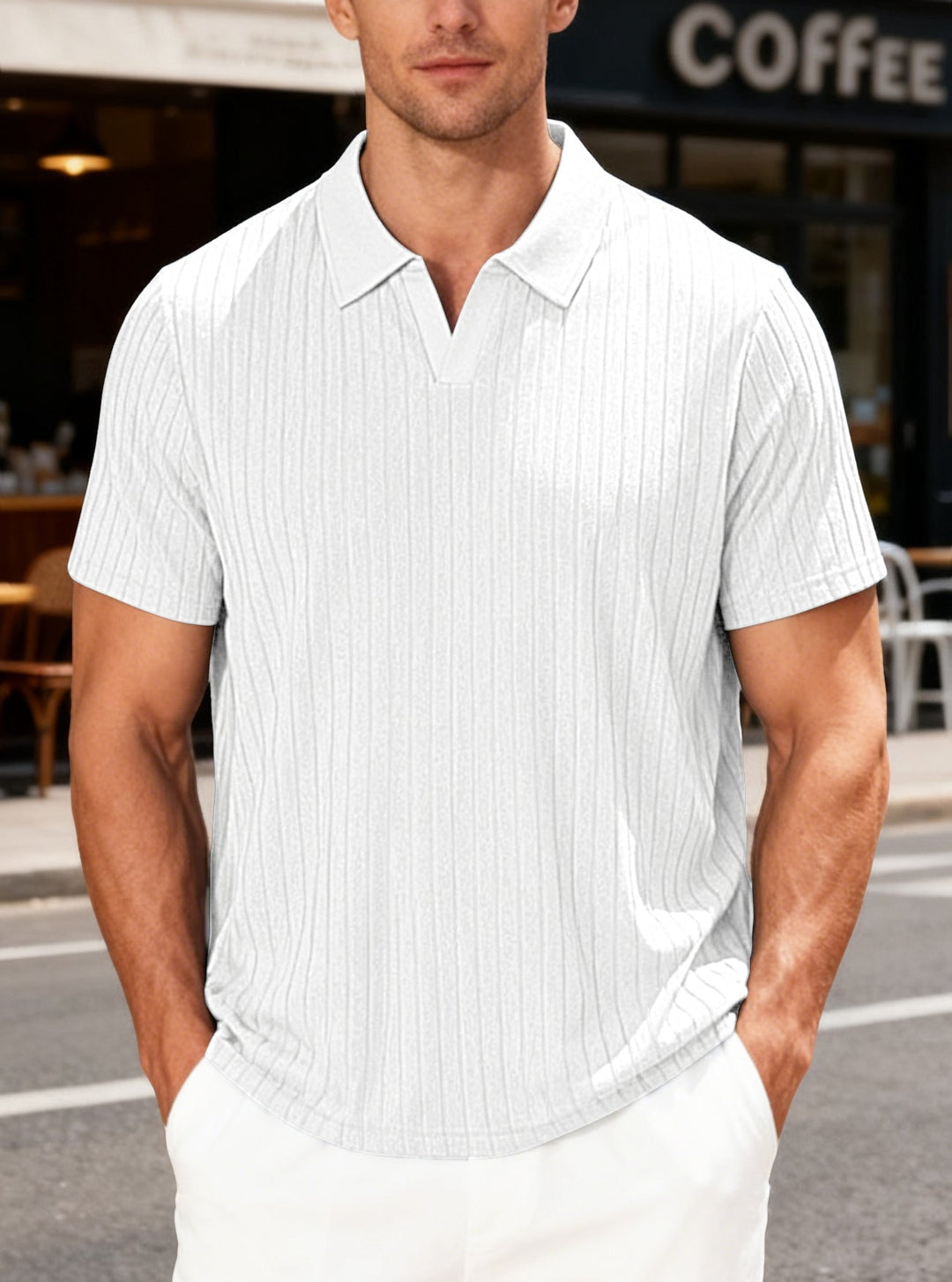Herren Poloshirt mit strukturiertem Muster