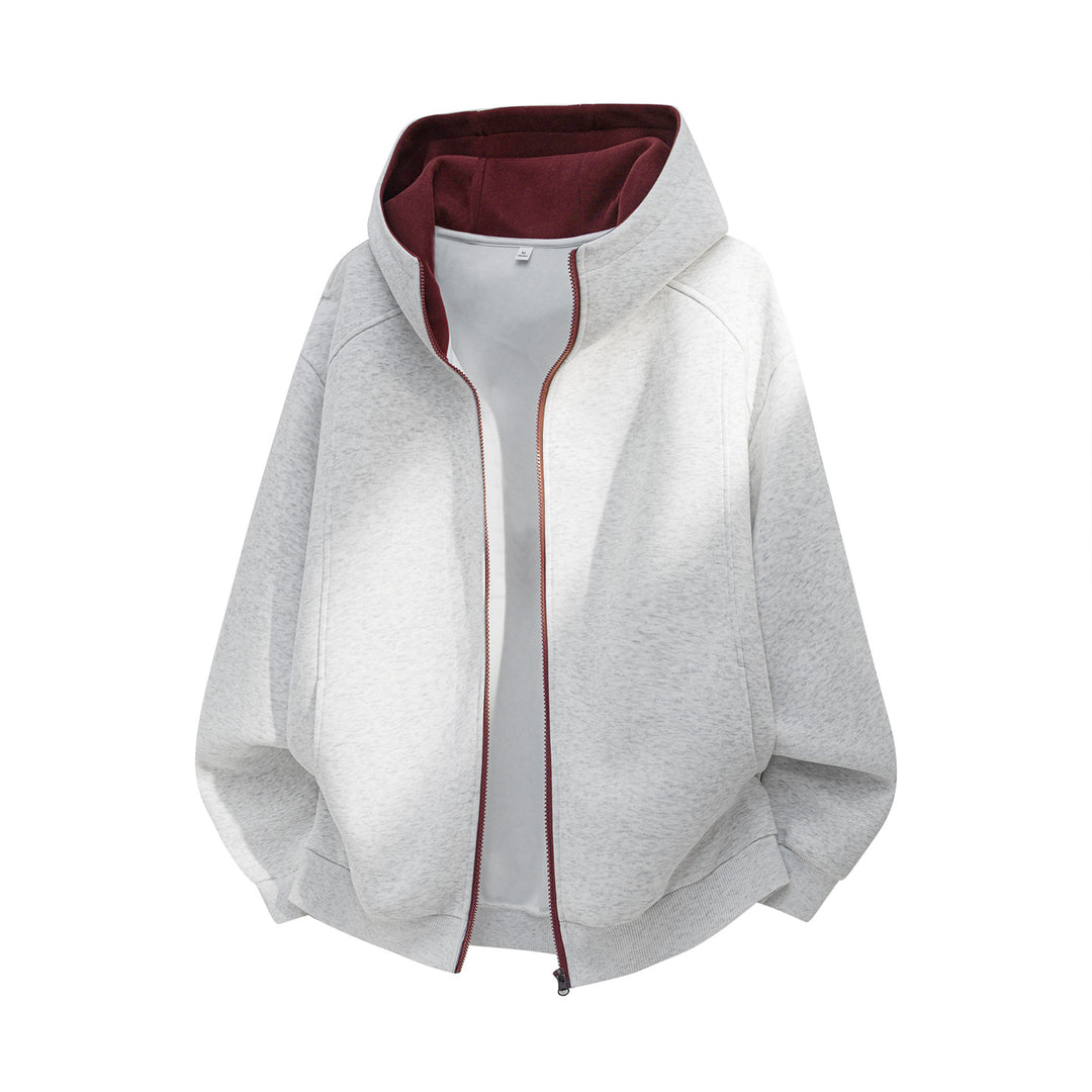 Unisex Oversize-Kapuzenjacke aus weichem Sweat mit Reißverschluss und kontrastiertem Kapuzenfutter Echo Archiv