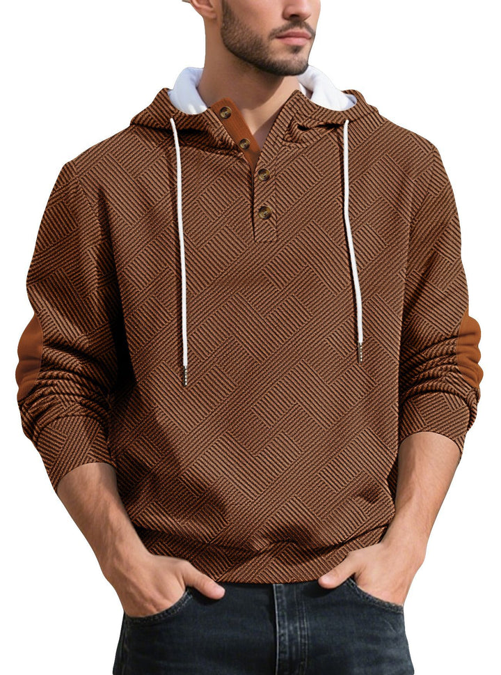 Herren Kapuzenpullover mit Knopfleiste und strukturiertem Design Echoarchiv