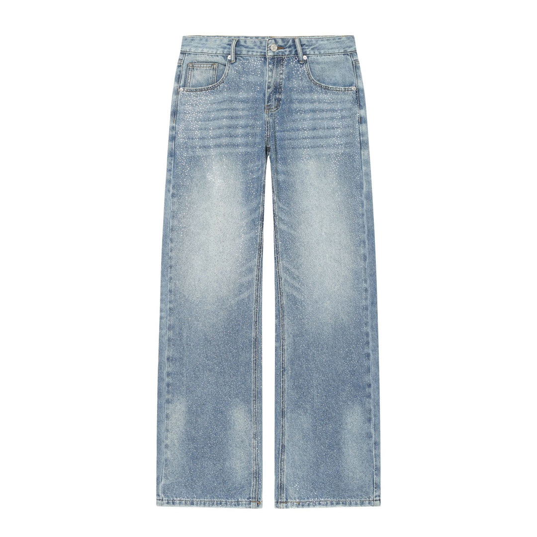 Damen nan weite zerrissene Jeans mit hoher Taille und Bindeband Echo Archiv