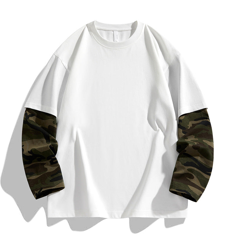 Herren Oversize-Layering‑T-Shirt mit Camouflage‑Ärmeln & Rundhals Echoarchiv