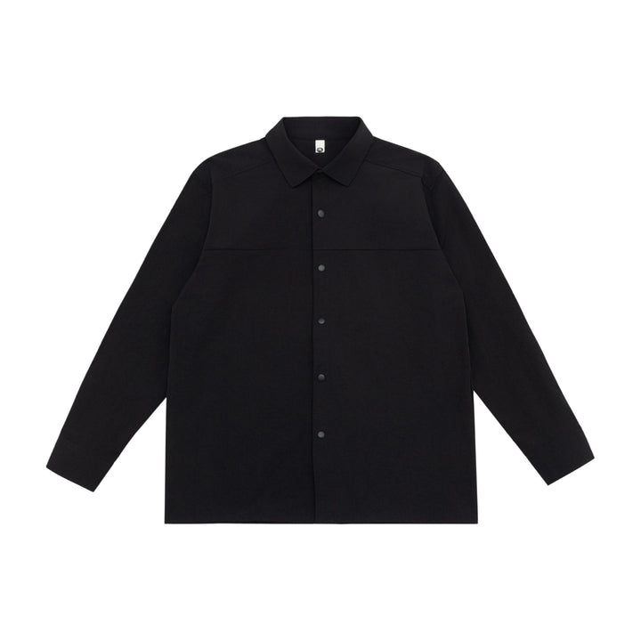 Unisex Longline-Hemdjacke im Boxy-Schnitt aus schwerer Sweatqualität mit verdeckter Druckknopfleiste Echoarchiv