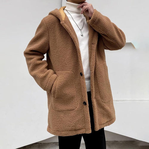 Herren kuschelige Fleecejacke mit Kapuze und seitlichen Taschen Echoarchiv