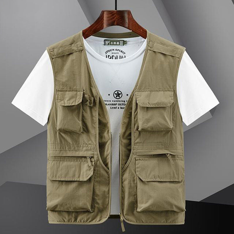 Herren Utility Outdoor-Weste mit Mehrfachtaschen und Frontreißverschluss – Marzano