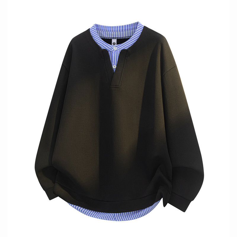 Herren Oversize-Struktur-Sweatshirt mit Hemd-Layer-Effekt Echoarchiv