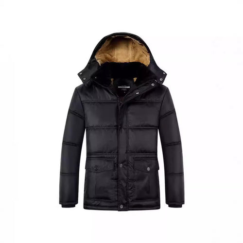 Herren Langer Thermoisolierter Steppparka mit Teddy-Innenfutter, Kapuze und Klappentaschen Echoarchiv