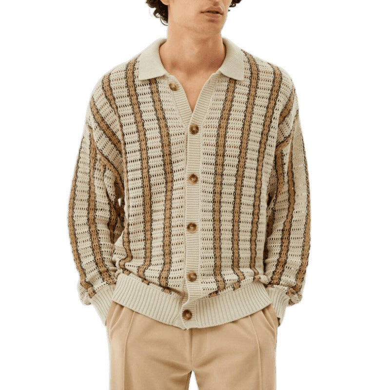 Herren Strickjacke mit eleganter Lochmuster-Optik und praktischen Knöpfen Echoarchiv
