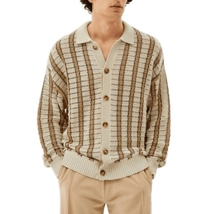 Herren Strickjacke mit eleganter Lochmuster-Optik und praktischen Knöpfen Echoarchiv