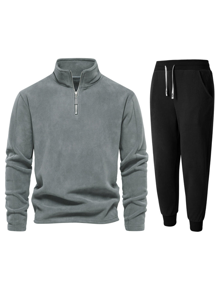 Herren Fleece-Relaxanzug mit Stehkragen und langen Hosen Echoarchiv