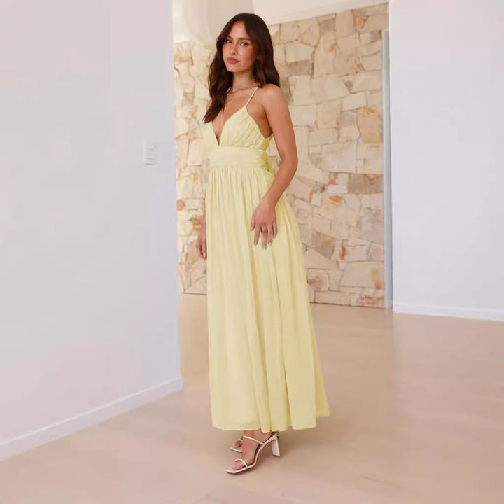 Damen Maxikleid mit schmalen Spaghetti-Trägern und elegantem Wickel-Design Echoarchiv