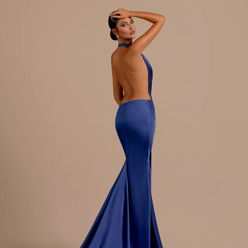 Damen Elegantes Halter-Maxikleid aus luxuriösem satin Echo Archiv