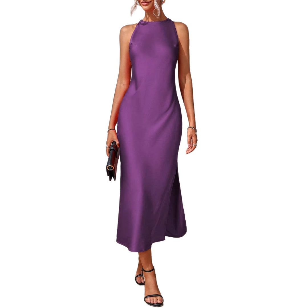 Damen Elegantes Maxikleid mit tiefem Schlitz und feinem Satinfinish Echo Archiv