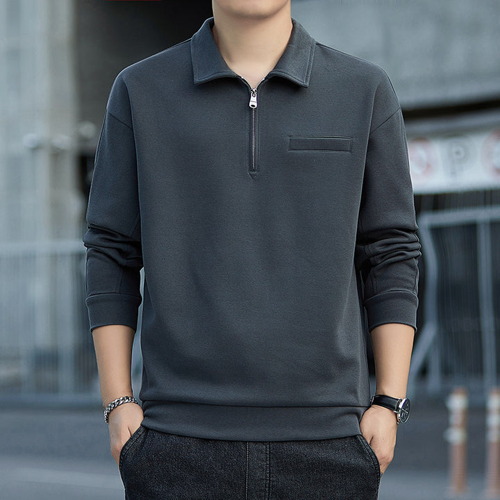 Herren Halbzip-Sweatshirt mit Polokragen und Brustleistentasche Echo Archiv