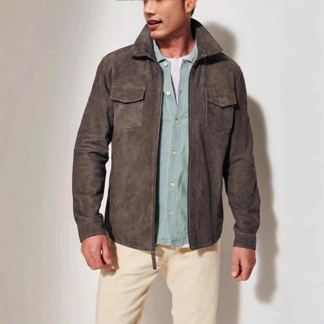 Herren Wildlederjacke mit praktischen Pattentaschen und elegantem Schnitt Echoarchiv