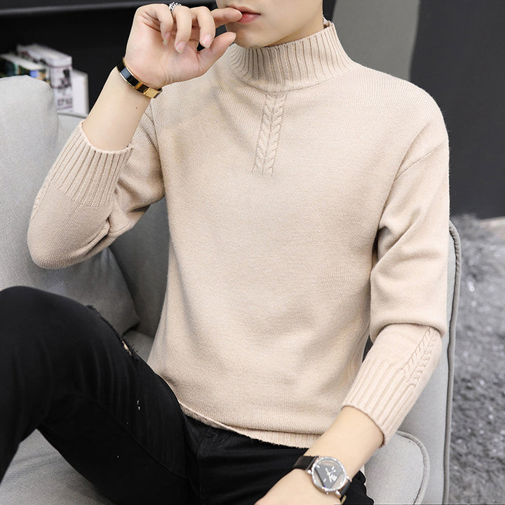 Herren Strickpullover mit hohem Kragen und Rippstrickdetails Echoarchiv