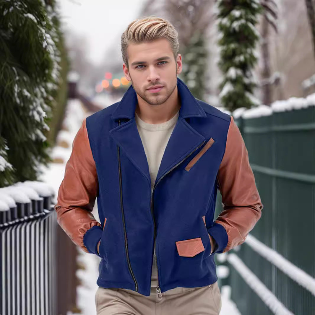 Herren lässige Designerjacke mit kontrastierenden Ärmeln und praktischen Taschen Echoarchiv