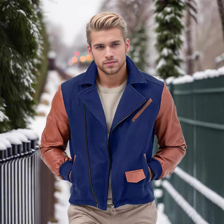 Herren lässige Designerjacke mit kontrastierenden Ärmeln und praktischen Taschen Echoarchiv